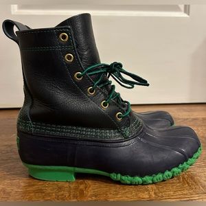 L.L.Bean Limited Edition Women’s 8” Bean Boots, Navy/Kelly Green, Size 7M